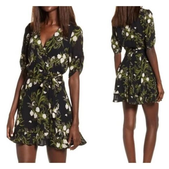 Reformation Monica Back Foral Georgette Wrap Mini Dress Sz. S - Picture 1 of 6